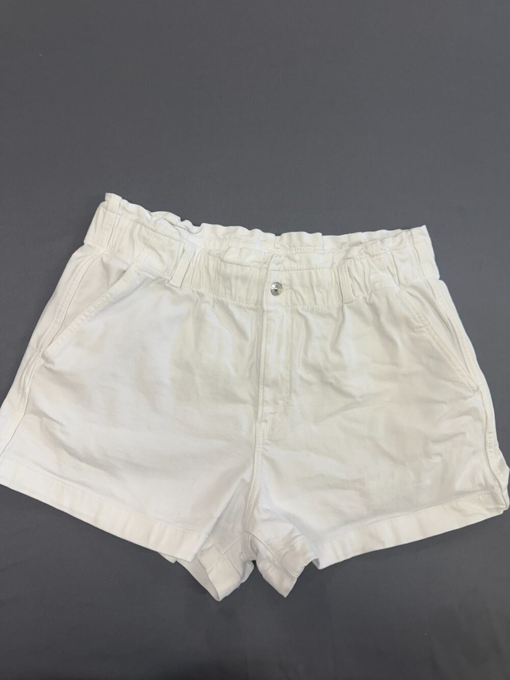 American Eagle Mom Denim Shorts Women's 14 White Stretch Super High Rise Summer